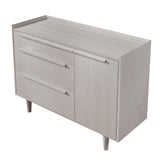 Stone Gray Modern Sideboard with 3 Drawers Storage/Solid Wood Legs