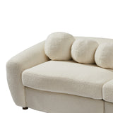 87.7" Modern Curved Sofa with 5 Decorative Throw Pillows