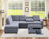 Orisfur. Modern Sectional Sofa with Reversible Chaise, L Shaped Couch Set with Storage Ottoman and Two Cup Holders for Living Room