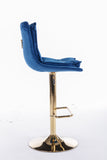 Set of 2 Bar Stools,with Chrome Footrest and Base Swivel Height Adjustable Mechanical Lifting Velvet + Golden Leg Simple Bar Stoo,blue