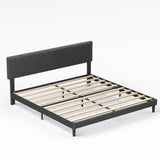Upholstered King Size Bed Frame Platform with High-Adjustable Headboard and Solid Wood Slats Support, Strong Weight Capacity, Non-Slip and Noise-Free,No Box Spring Needed, Easy Assembly, Grey
