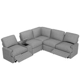 104'' Power Recliner Corner Sofa Home Theater Reclining Sofa Sectional Couches with Storage Box, Cup Holders, USB Ports and Power Socket for Living Room, Grey