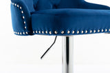 Swivel Velvet Barstools Adjusatble Seat Height , Modern Upholstered Bar Stools with Backs Comfortable Tufted for Home Pub and Kitchen Island（Dark Navy,Set of 2）