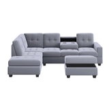 Orisfur. Modern Sectional Sofa with Reversible Chaise, L Shaped Couch Set with Storage Ottoman and Two Cup Holders for Living Room