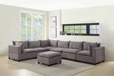 Madison Light Gray Fabric 7 Piece Modular Sectional Sofa with Ottoman