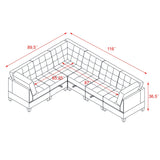 L shape Modular Sectional Sofa,DIY Combination,includes Three Single Chair and Three Corner ,Black Velvet.