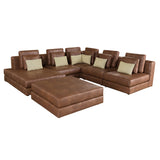 112.7" Modular Sectional Sofa Corner Sofa Chaise Lounge with Movable Ottoman for Living Room, Brown