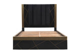 Allure Modern Style Queen Bed Made With Mango Wood and Finished with Brass Metal