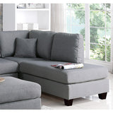 Polyfiber Reversible Sectional Sofa with Ottoman in Grey