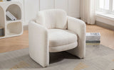 Ivory Mid Century Modern Barrel Accent Chair Armchair