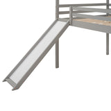 Full Size Loft Bed with Slide, House Bed with Slide,Gray(OLD SKU :WF281161AAE)