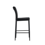 Black Leather Barstool Counter Height Chair Set of 2