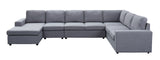 Tifton Light Gray Linen 7 Seat Reversible Modular Sectional Sofa Chaise