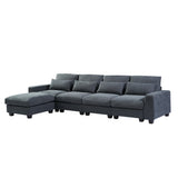 U_Style Modern Large L-Shape Feather Filled Sectional Sofa,  Convertible Sofa Couch with Reversible Chaise for Living Room