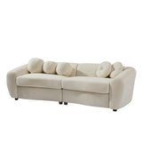 87.7" Modern Curved Sofa with 5 Decorative Throw Pillows