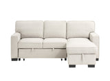 Estelle Beige Fabric Reversible Sleeper Sectional with Storage Chaise Drop-Down Table 2 Cup Holders and 2 USB Ports