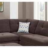 Chenille Reversible Sectional Sofa with Ottoamn in Dark Coffee