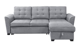 Avery Light Gray Linen Sleeper Sectional Sofa with Reversible Storage Chaise