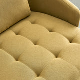 113"  Mid Century Modern Dark Yellow Teddy Fabric Sofa