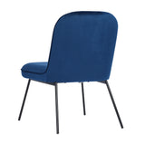 Set of 2 Accent Chair Soft Velvet Leisure Chair Upholstered Dining Chair with Backrest Armrest, Dark Blue