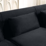 Velvet Sofa with Pillows and Gold Finish Metal Leg