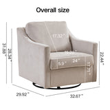 Large swivel chair, upholstered armchair, modern chair, skin-friendly gradient color linen fabric, comfortable to sit. Suitable for reception living room, beige