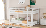 Twin over Twin Floor Bunk Bed with Ladder , White(Old SKU:WF281727AAK/WF286602AAK)