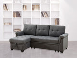 Destiny Dark Gray Linen Reversible Sleeper Sectional Sofa with Storage Chaise