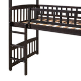 Twin Loft Bed with Slide, House Bed with Slide,Espresso(OLD SKU :LT000212AAP)