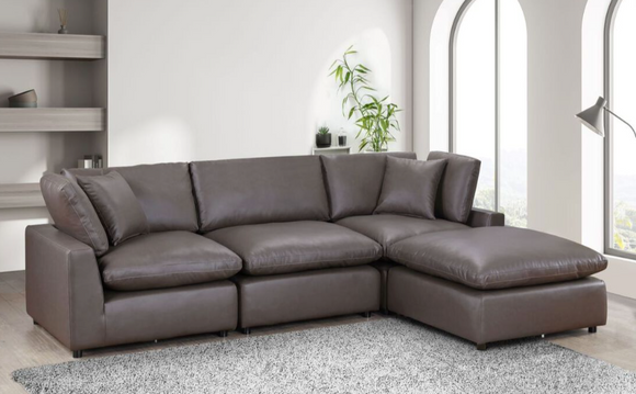 ALBANY STREET BRONZE LEATHER GEL MODULAR SECTIONAL