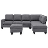 [VIDEO provided] [New] 104.3*78.7" Modern L-shaped Sectional Sofa,7-seat Linen Fabric Couch Set with Chaise Lounge and Convertible Ottoman for Living Room,Apartment,Office,3 Colors