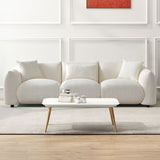 Beige Mid Century Modern Couch 3-Seater Sofa