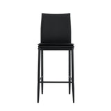 Black Leather Barstool Counter Height Chair Set of 2