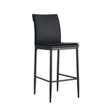 Black Leather Barstool Dining Counter Height Chair Set of 2