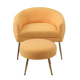 Accent Chair with Ottoman/Gold Legs, Modern Accent Chair for Living Room, Bedroom or Reception Room,Teddy Short Plush Particle Velvet Armchair with Ottoman for Living Room