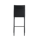 Black Leather Barstool Dining Counter Height Chair Set of 2