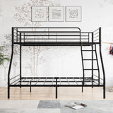Heavy Duty Twin-Over-Full Metal Bunk Bed, Easy Assembly with Enhanced Upper-Level Guardrail, Black