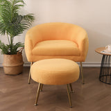 Accent Chair with Ottoman/Gold Legs, Modern Accent Chair for Living Room, Bedroom or Reception Room,Teddy Short Plush Particle Velvet Armchair with Ottoman for Living Room