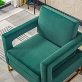 Modern Velvet Accent Chair, Elegant Armchair with Stainless Steel Base