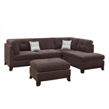 Chenille Reversible Sectional Sofa with Ottoamn in Dark Coffee
