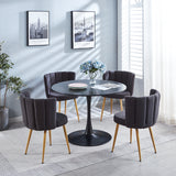 Modern GRAY dining chair (set of 2) with iron tube wood color legs