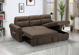 Hugo Brown Reversible Sleeper Sectional Sofa Chaise with USB Charger