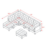 L shape Modular Sectional Sofa,DIY Combination,includes Three Single Chair ,Two Corner and Two Ottoman,Ivory Chenille
