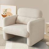 34"(Beige) Lamb Fleece Fabric Sofa, Modern Single Sofa with Support Pillow