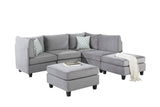 Simona Gray Velvet 6Pc Modular Sectional Sofa