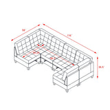 U shape Modular Sectional Sofa,DIY Combination,includes Four Single Chair and Two Corner,Black Velvet.