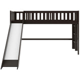 Twin Size Low Loft Bed with Ladder and Slide, Espresso(OLD SKU:WF196418AAP)
