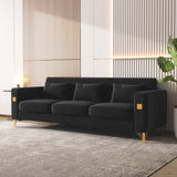 Velvet Sofa with Pillows and Gold Finish Metal Leg