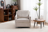 Large swivel chair, upholstered armchair, modern chair, skin-friendly gradient color linen fabric, comfortable to sit. Suitable for reception living room, beige