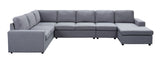 Tifton Light Gray Linen 7 Seat Reversible Modular Sectional Sofa Chaise